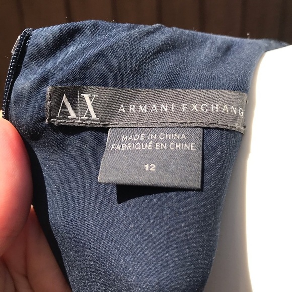 Armani Exchange Peplum Cocktail Dress Blue Stripe Taffeta Fit + Flare Size 12 - Picture 3 of 8